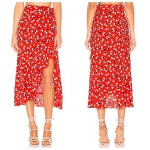 Faithfull The Brand Celeste Wrap Skirt Jasmine Red